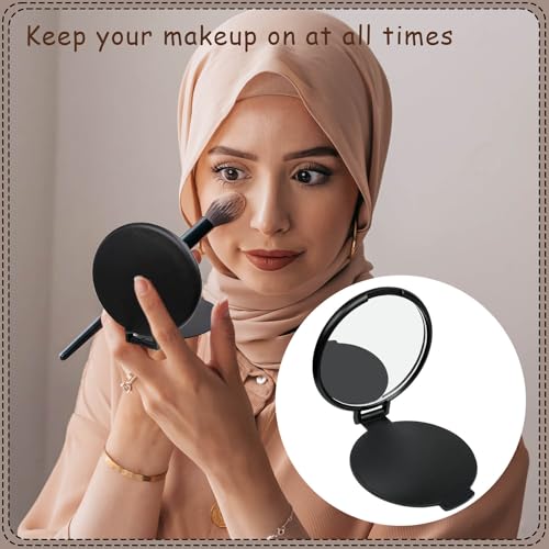 Tenalleys Mini Round Folding Pocket Mirror 4-Pack Black