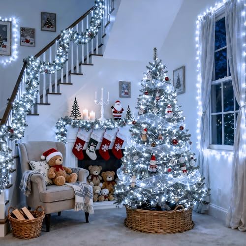 Indoor Outdoor 66ft 200 LED White Christmas String Lights - Plug in
