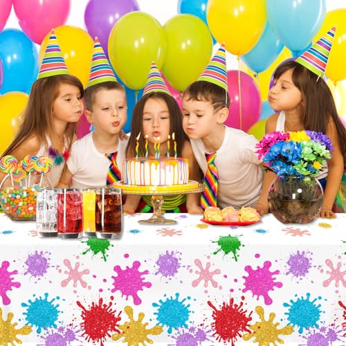 Paint Splatter Tablecloths - 3 Pack Art Party Decorations 72.5x40.8in