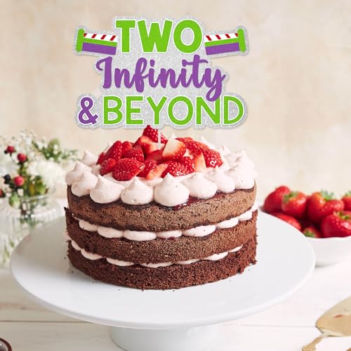 Two Infinity and Beyond Birthday Cake Topper - Glitter Decoration