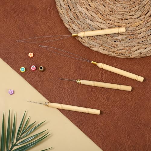 Hair Extension Loop Needle Threader Pulling Hook Tool Kit - 4 Pack
