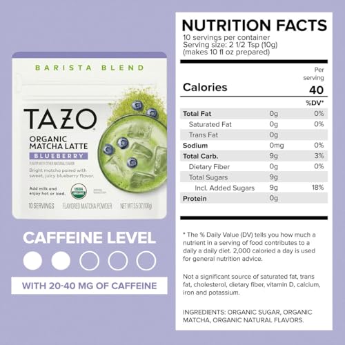 TAZO Organic Matcha Latte Powder Variety Pack, 3.5oz Pouches (Pack of 3)
