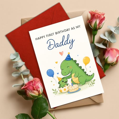 Funny Father's Day Card with Cute Dinosaur - Perfect for New Dads