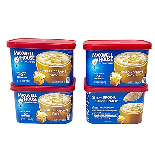Maxwell House International Vanilla Caramel Latte Instant Coffee, 8.7oz 4-Pack