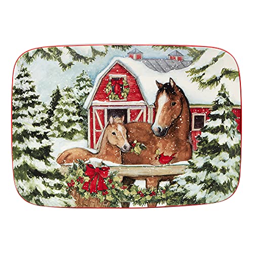 Christmas Rectangular Serving Platter 14x10 Inches - Holiday Dinnerware