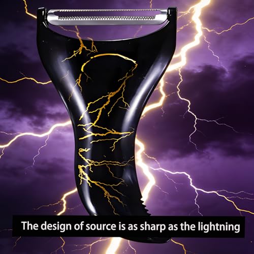 Ergonomic Vegetable Peeler with Stainless Steel Blade - Lightning Pattern