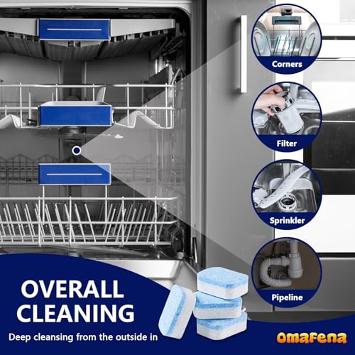 OmaFena Dishwasher Cleaner & Deodorizer Tablets - 24 Pack Deep Cleaning