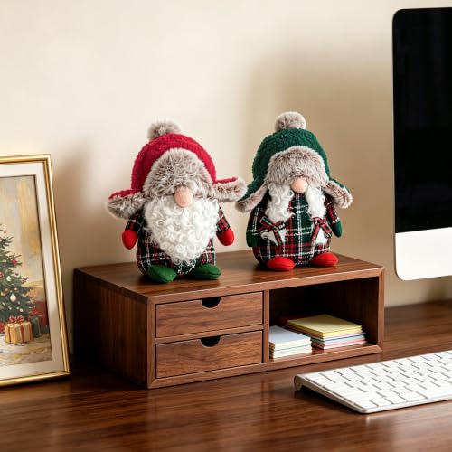 Christmas Plush Gnomes Set of 2 with Red Green Gray Variations for Holiday Decor