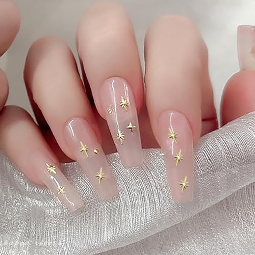 SONGJIE 200 Pcs 3D Gold Star Nail Charms Alloy Art Decorations