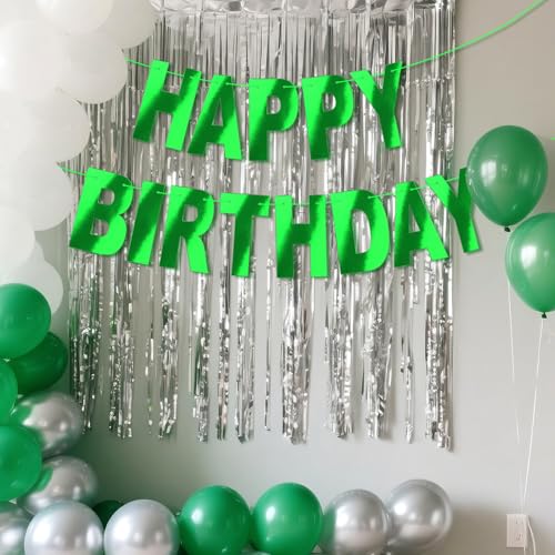 Shiny Green Happy Birthday Banner DIY Garland Wall Hanging Sign
