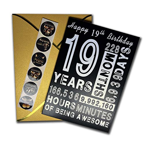 19th Birthday Card for Son Daughter - 5x7 Inch Premium Greeting Card with Envelope