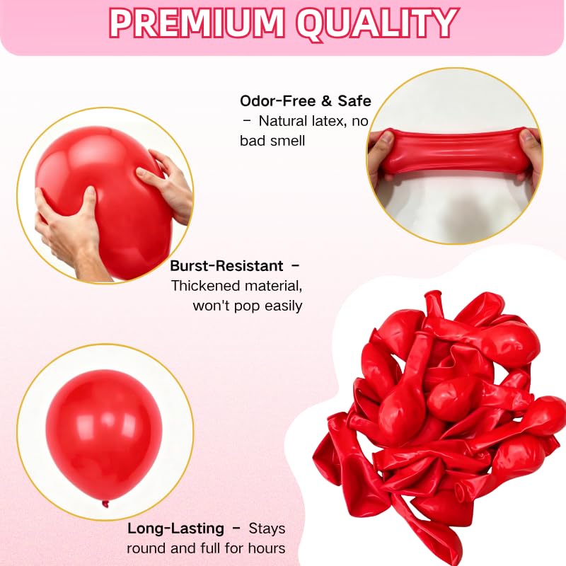 CapLab 68pcs Red & Gold Balloon Arch Kit with Confetti Latex Balloons
