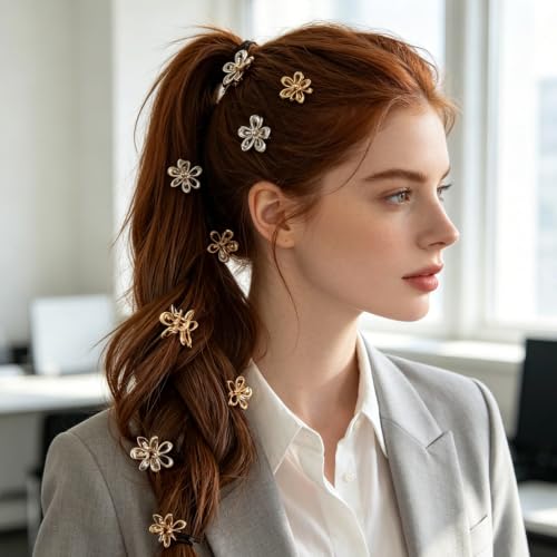 RUSTAMM Mini Flower Metal Claw Hair Clips 10-Pack for Thin & Thick Hair