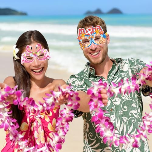 16Pcs Summer Hawaiian Beach Party Eyeglasses - Fun Photo Props