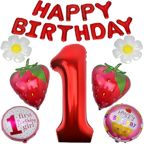 60-Inch Strawberry Foil Balloons - 2 Pack for Summer Parties