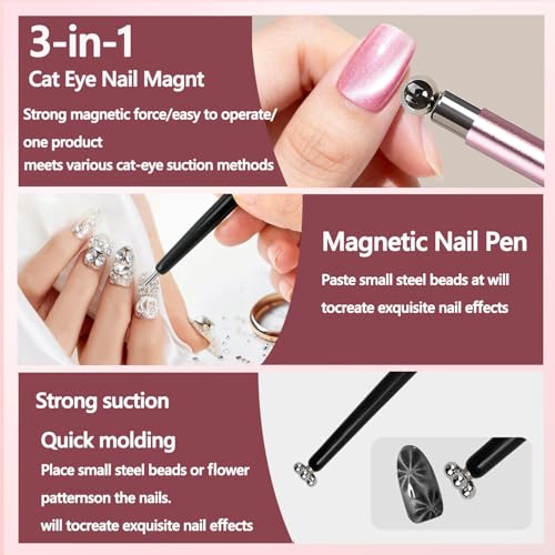 REENLIV Cat Eye Magnet Set for Nails - 3-in-1 Tool & Art Pen