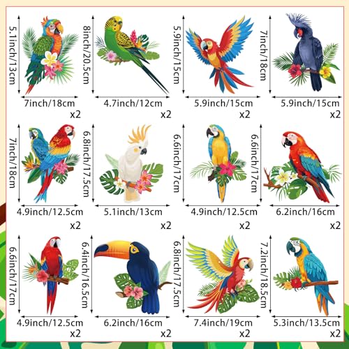 58 Pcs Tropical Birds Decorations for Hawaiian Luau Party