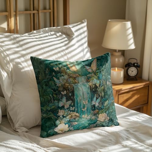 Butterfly Throw Pillow Cover 18x18 - Cotton Decorative Cushion