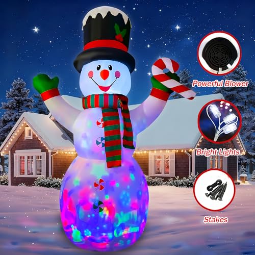 10 Ft Inflatable Christmas Snowman Decoration with Candy Details for Yard Garden Home Indoor Outdoor