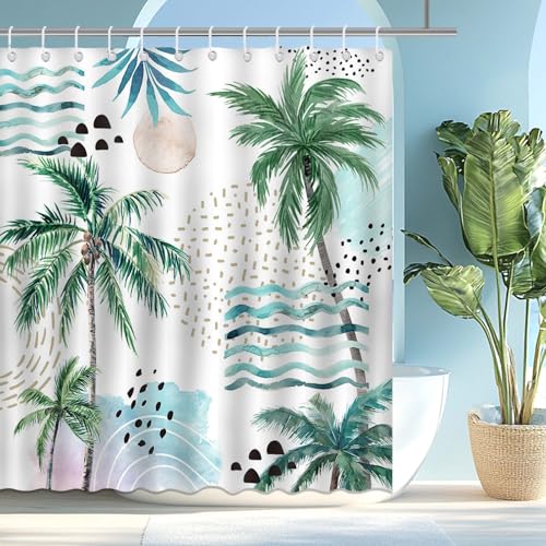 Mocsicka Tropical Shower Curtain 72x72 Inches Waterproof Polyester with Hooks