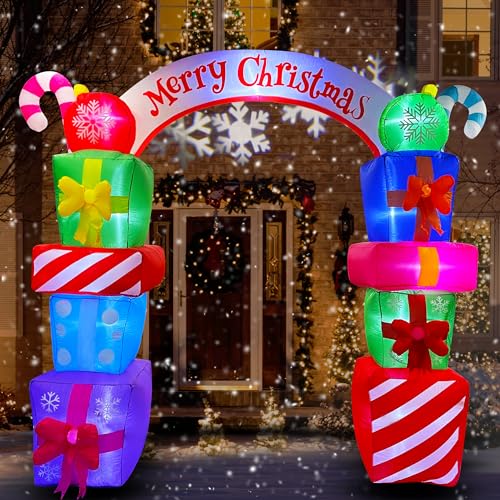 8 Ft Christmas Inflatable Arch with Gift Boxes - Holiday Yard Decor