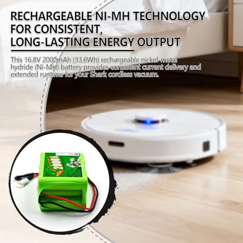 16.8V 2000mAh Ni-MH Battery for Shark SV780-N Cordless Vacuum (2-Pack)