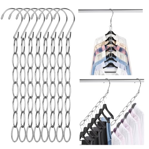 8-Pack Heavy Duty Metal Clothing Chain Hangers - Space Saving Closet Organizer