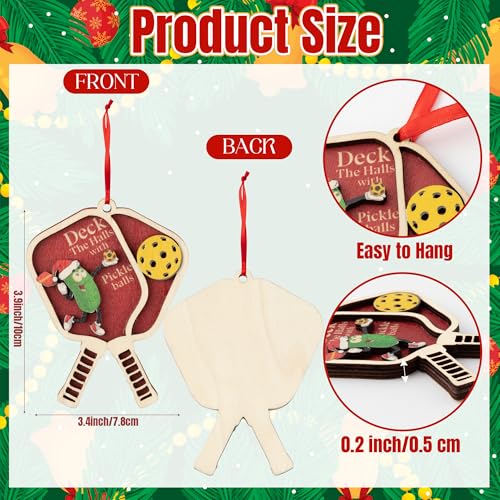 Pickleball Christmas Ornament - Wooden 2-Layer Decoration for Tree