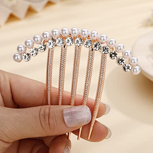 Missgrace Luxury Gold Crystal Rhinestone & Pearl Wedding Hair Comb