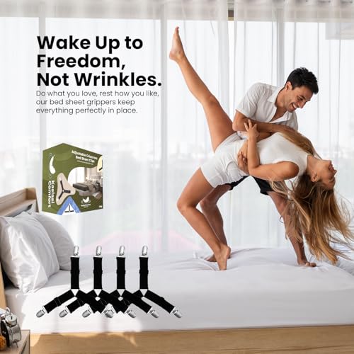 Adjustable Bed Sheet Holders - 4 Pack with Durable Elastic Straps