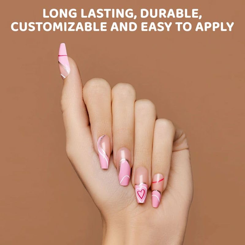 Paintbucket Love Trip Press On Nail Kit - Pink Swirl False Nails