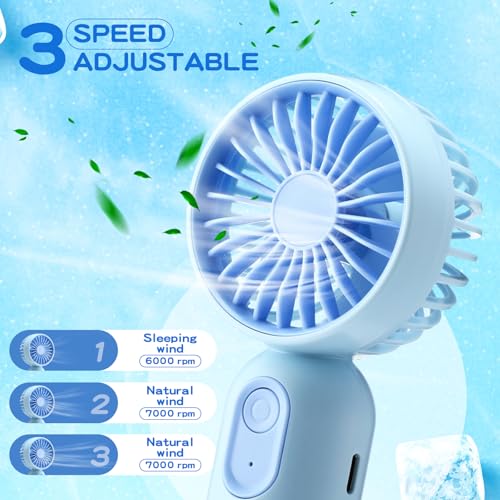 Portable Mini Fan with 3 Speeds - Rechargeable & Lightweight