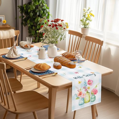 Bonhause Floral Table Runner 13x72 Inch - Hello Spring Design