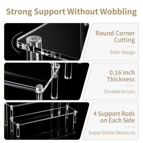 CRLYUXA 1 Pack 3-Tier Acrylic Perfume Organizer Stand - Clear Display Riser