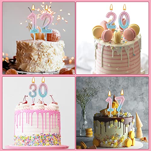 Pink Blue Gradient Birthday Number Candles for Cake