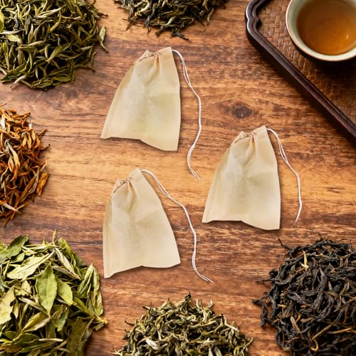 YOLCAR 100 Pack Disposable Tea Strainer Bags with Drawstring