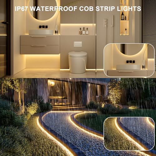 100ft COB Outdoor Waterproof LED Strip Light 3000K Warm White - IP67