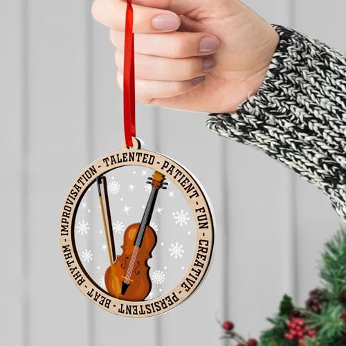 Violin Ornament for Christmas Tree - Wooden & Acrylic Decoration