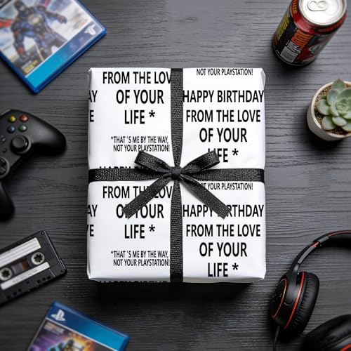 Funny Birthday Wrapping Paper Roll - 17x16.5 Feet for Gamers