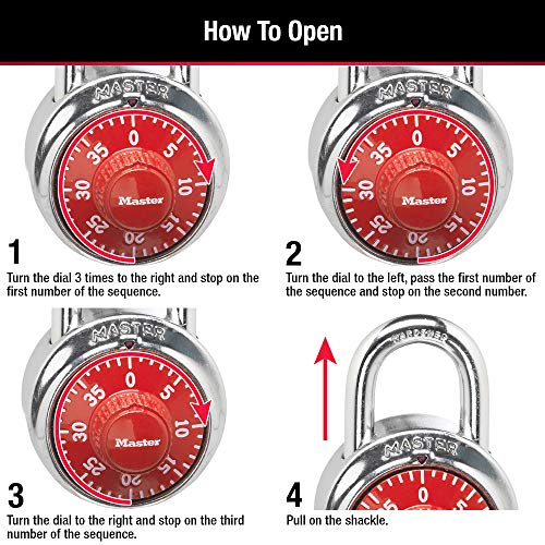 Master Lock 1505D Combination Padlock for School and Gym Lockers (Color Varies)