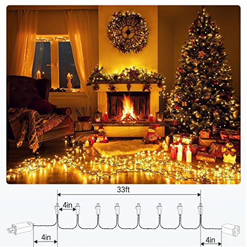 Brizled 5MM Warm White Twinkle Christmas String Lights - Connectable 100 LED