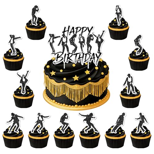 13-Piece Birthday Cake and Cupcake Topper Set - Safe Food-Grade Decorations