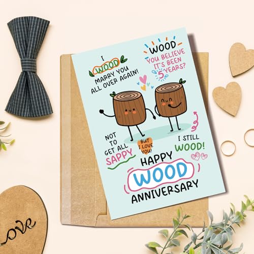Funny 5th Anniversary Card for Him or Her - Heartfelt Gift
