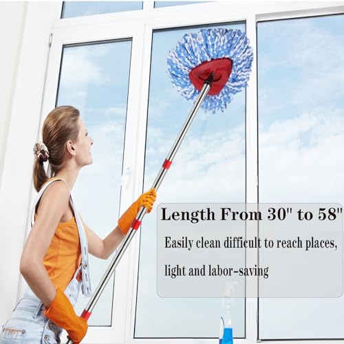 Fazlynyi Spin Mop Replacement Handle 30-58 inches - Red