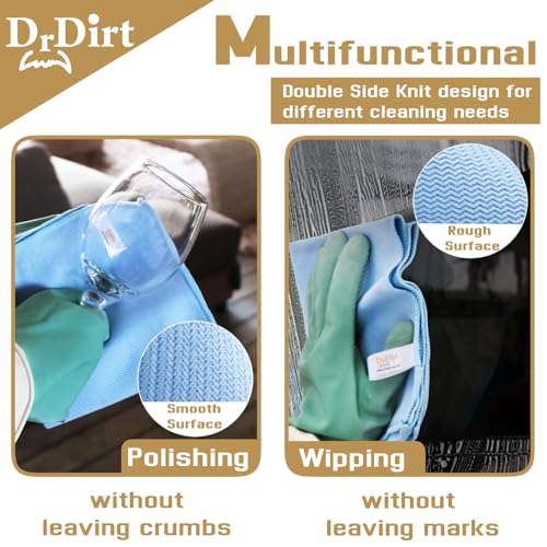 DrDirt Microfiber Glass Cleaning Cloths - 5 Pack, Lint-Free