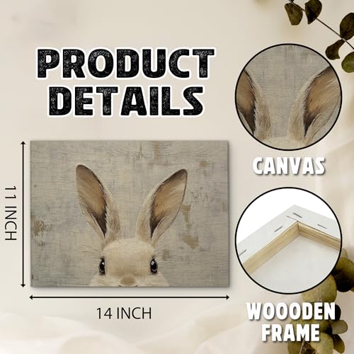 Vintage Easter Bunny Canvas Wall Art Rustic Farmhouse Rabbit Print 11x14