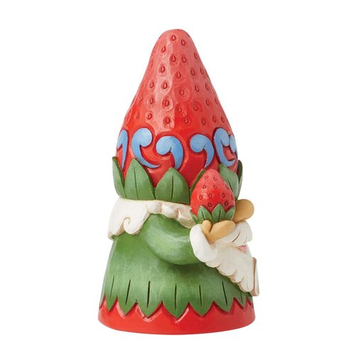 Enesco Jim Shore Heartwood Creek Gnome with Strawberry Hat Figurine- Stone Resin Hand Painted Crafted Collectible Gnomes Mini Figurines Home Decor Statue, 3.86 Inch