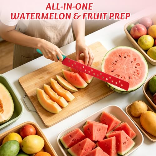 MAGICLULU 17-Inch Serrated Watermelon Knife with Protective Sleeve