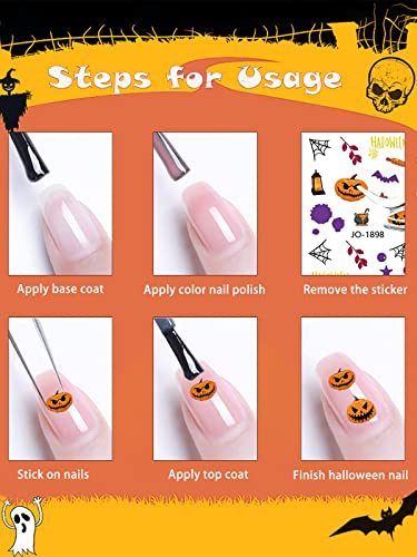 Wsimily 12 Sheets Halloween Nail Stickers 3D Self-Adhesive Art Decals