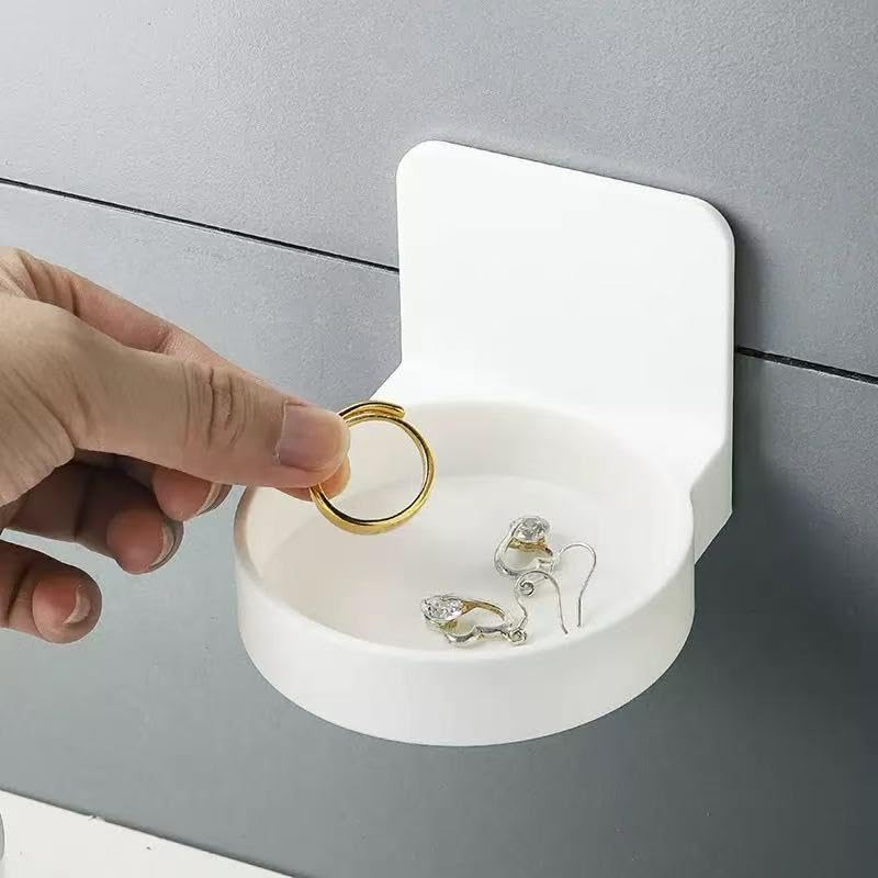 2PCS Adhesive Round Floating Wall Shelves, Drill-Free Storage Racks